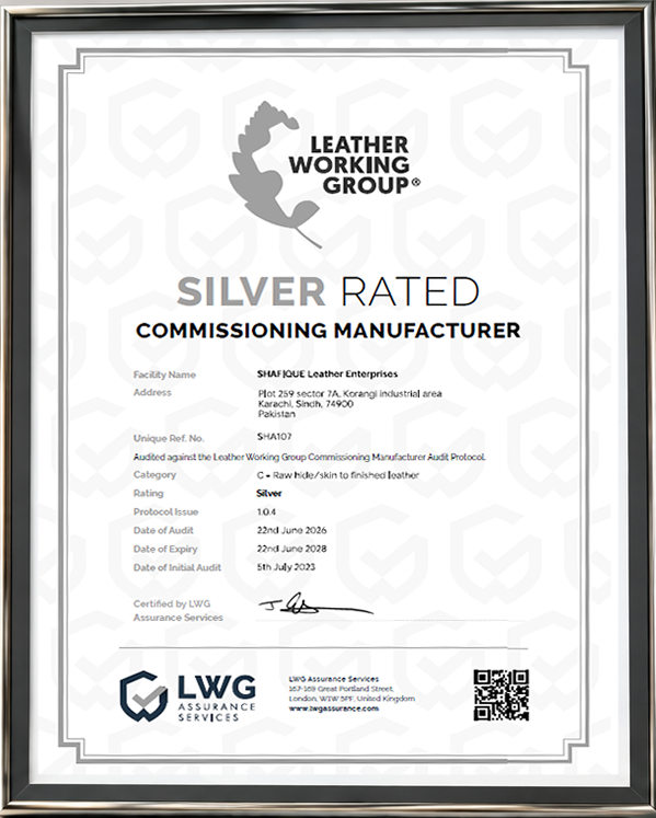 Leather Working Group Certificate